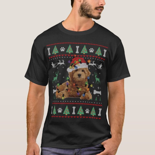 Goldendoodle Ugly jul Sweater Hund älskare Gift T Shirt (Framsida)