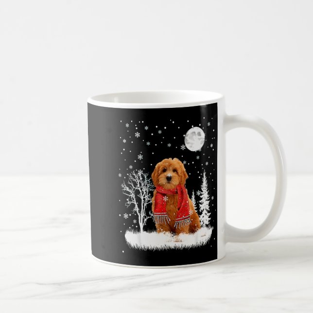 Goldendoodle Under Moonlight Snow Christmas Pajama Kaffemugg (Höger)