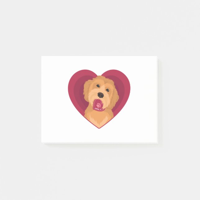 Goldendoodle Valentine Heart Golden Doodle Hund Post-it Block (Framsida)