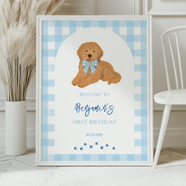 Goldendoodle Valp Hund Födelsedagsfirande Välkomme Poster