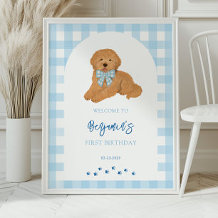 Goldendoodle Valp Hund Födelsedagsfirande Välkomme Poster