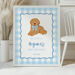 Goldendoodle Valp Hund Födelsedagsfirande Välkomst Poster