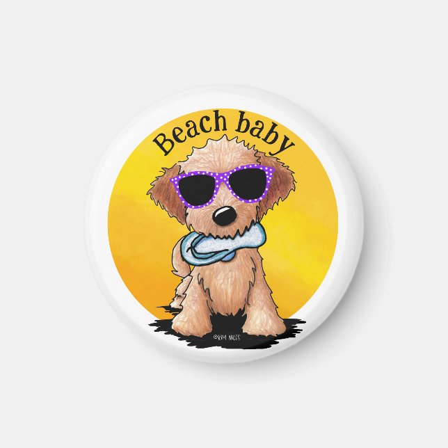 Goldendoodle Valp Strand Magnet (Framsidan)