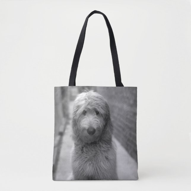 Goldendoodle-valpar på bakgården tygkasse (Framsida)