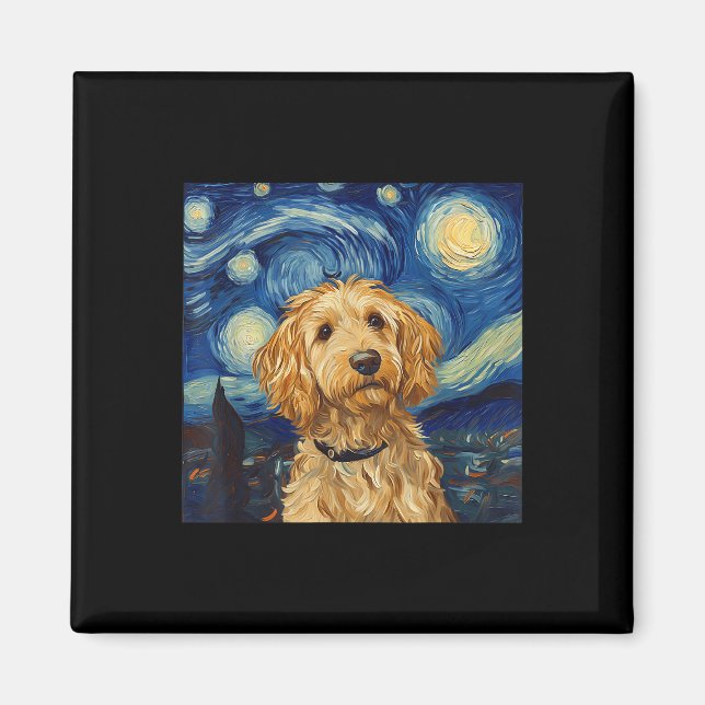 Goldendoodle Van Gogh Starry Night Magnet (Framsidan)