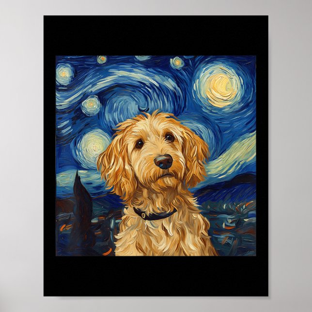Goldendoodle Van Gogh Starry Night Poster (Framsidan)