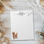 Goldendoodle Watercolor Monogram-Personlig Anteckningsblock<br><div class="desc">Den här designen kan vara personlig i det område som tillhandahålls genom att ändra fotot och/eller text. Du kan också anpassa den genom att klicka på Anpassa den här mallen och sedan välja klicka för att anpassa ytterligare alternativ och ta bort eller ändra färg i bakgrunden, lägga till text, ändra...</div>