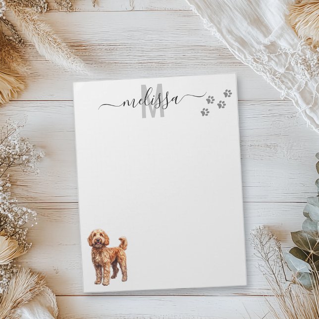 Goldendoodle Watercolor Monogram-Personlig Anteckningsblock (Skapare uppladdad)