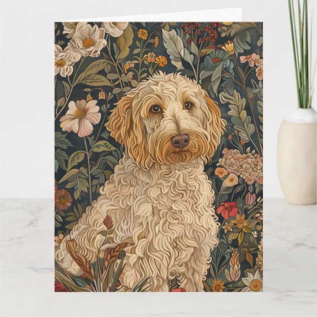 Goldendoodle William Morris Stil Blommigt Tack (Framsida)