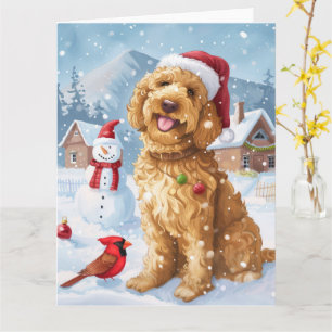 Goldendoodle Winter Wonderland jul Joy Kort