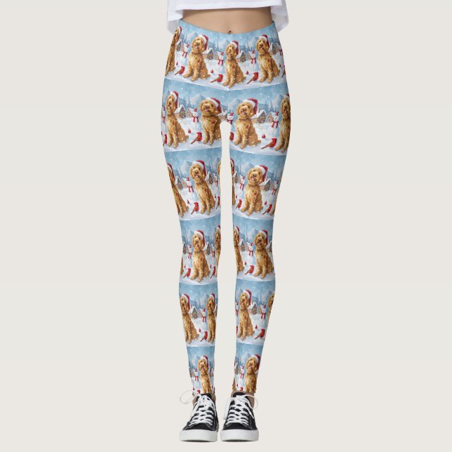 Goldendoodle Winter Wonderland jul Joy Leggings (Framsida)