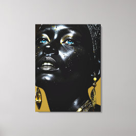 Goldene Eleganz: Schwarze Schönheit mit Schmuck Canvastryck