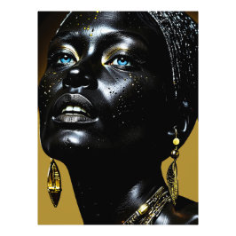Goldene Eleganz: Schwarze Schönheit mit Schmuck Fototryck