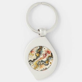 Goldene Flüsse Swirl Silverfärgad Nyckelring