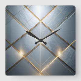 Goldene Geometrie Marmor Luxus Muster Fyrkantig Klocka