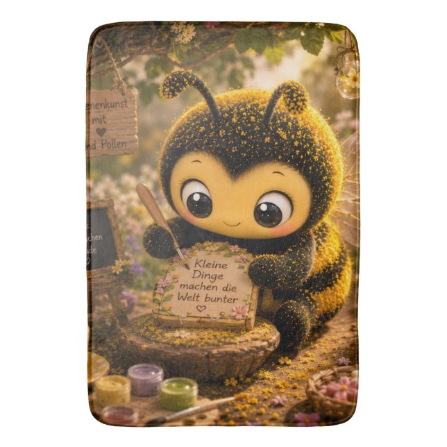 Goldene Hummel im Blütentanz.10 Badrumsmatta (Framsidan (Vertikal))
