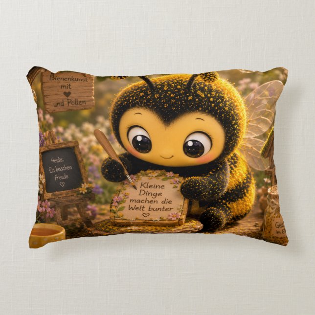 Goldene Hummel im Blütentanz.10 Prydnadskudde (Framsidan)