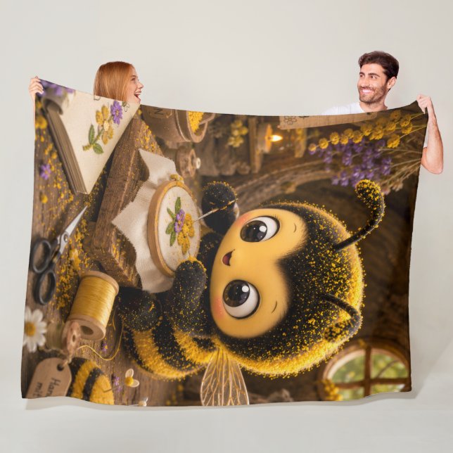 Goldene Hummel im Blütentanz.11 Fleecefilt (På plats)