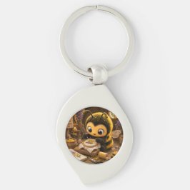 Goldene Hummel im Blütentanz.11 Swirl Silverfärgad Nyckelring