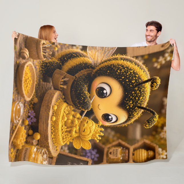Goldene Hummel im Blütentanz.12 Fleecefilt (På plats)