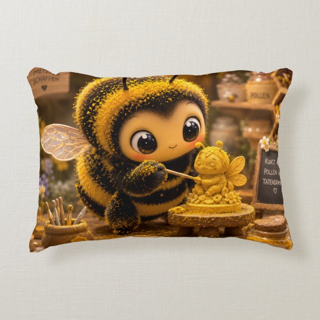 Goldene Hummel im Blütentanz.12 Prydnadskudde (Framsidan)