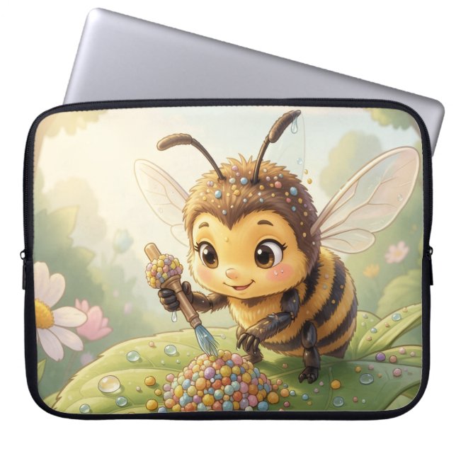 Goldene Hummel im Blütentanz.2 Laptop Fodral (Framsidan)