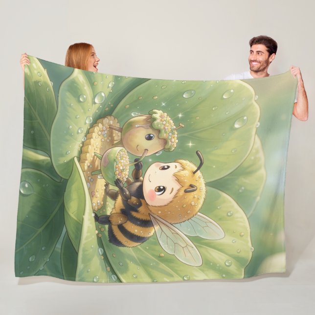 Goldene Hummel im Blütentanz.3 Fleecefilt (På plats)