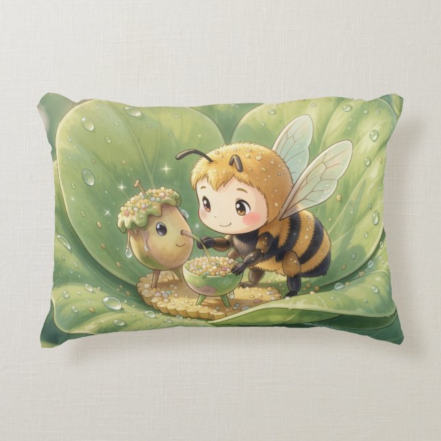 Goldene Hummel im Blütentanz.3 Prydnadskudde (Framsidan)