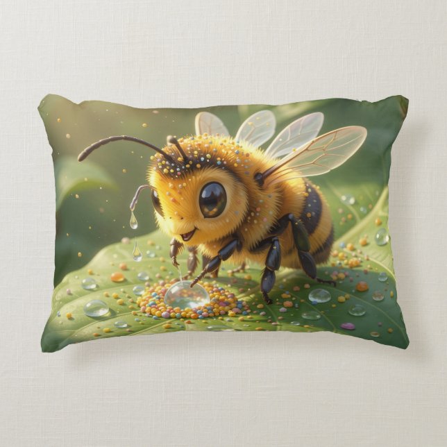 Goldene Hummel im Blütentanz.5 Prydnadskudde (Framsidan)