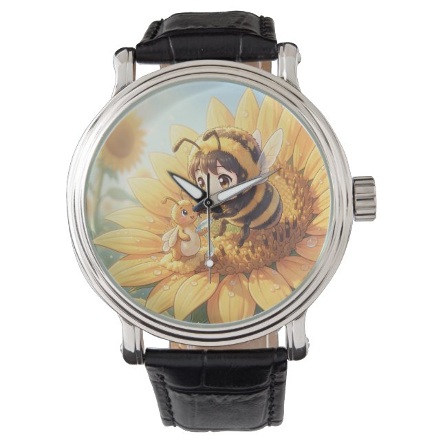 Goldene Hummel im Blütentanz.7 Armbandsur (Framsida)