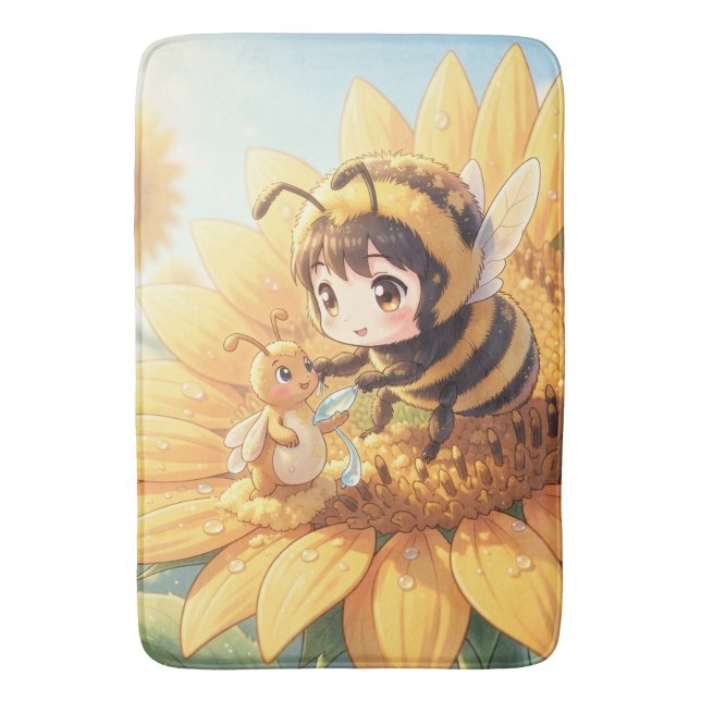 Goldene Hummel im Blütentanz.7 Badrumsmatta (Framsidan (Vertikal))