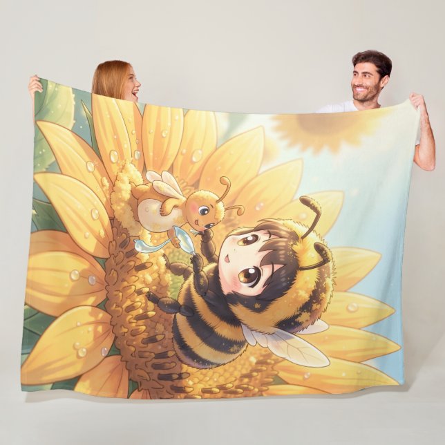 Goldene Hummel im Blütentanz.7 Fleecefilt (På plats)
