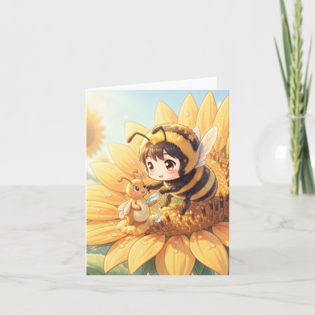 Goldene Hummel im Blütentanz.7 Helgkort (Framsida)