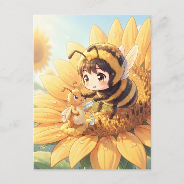 Goldene Hummel im Blütentanz.7 Vykort (Framsida)