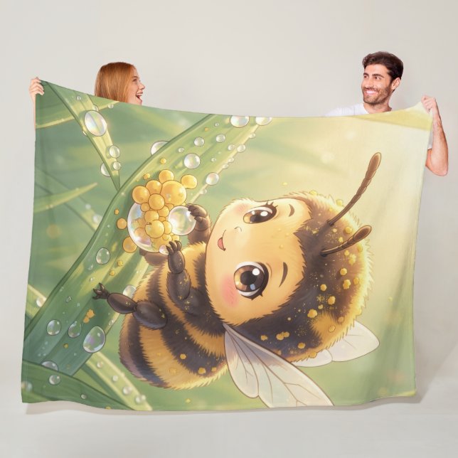 Goldene Hummel im Blütentanz.8 Fleecefilt (På plats)