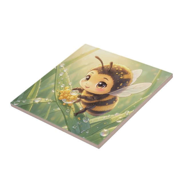 Goldene Hummel im Blütentanz.8 Kakelplatta (Sidan)