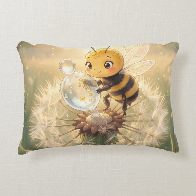 Goldene Hummel im Blütentanz.9 Prydnadskudde (Framsidan)
