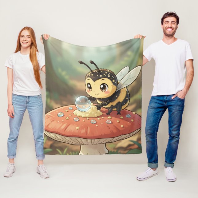 Goldene Hummel im Blütentanz  Fleecefilt (På plats)