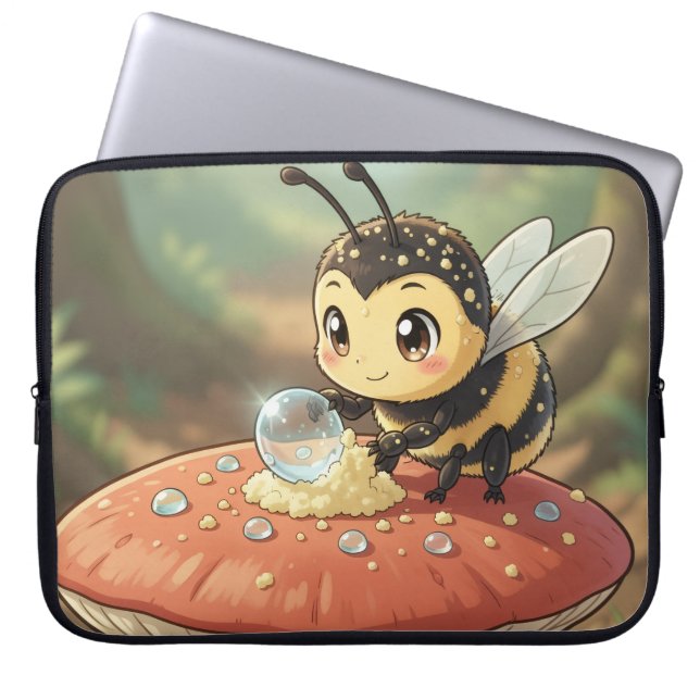 Goldene Hummel im Blütentanz  Laptop Fodral (Framsidan)