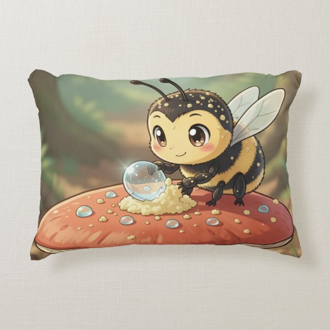 Goldene Hummel im Blütentanz  Prydnadskudde (Framsidan)