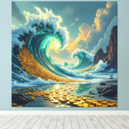 Goldene Sturmflut des Schicksals Canvastryck