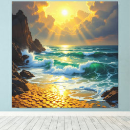 Goldene Sturmflut des Schicksals Canvastryck