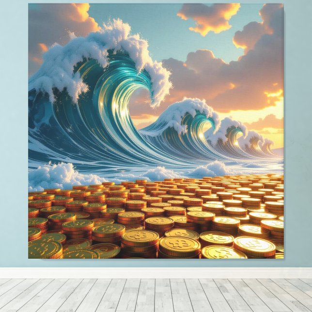 Goldene Sturmflut des Schicksals   Canvastryck (Insitu (trägolv))