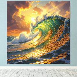 Goldene Sturmflut des Schicksals Canvastryck