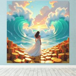 Goldene Sturmflut des Schicksals Canvastryck