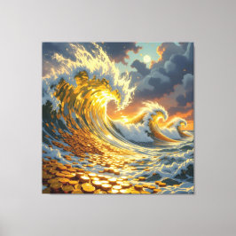 Goldene Sturmflut des Schicksals Canvastryck