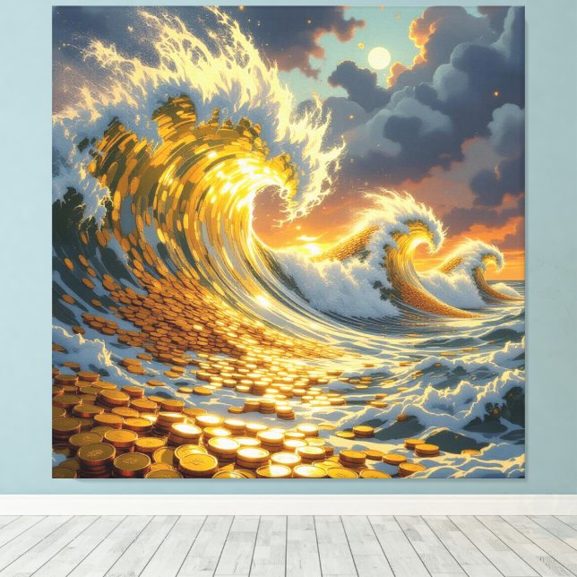 Goldene Sturmflut des Schicksals   Canvastryck (Insitu (trägolv))