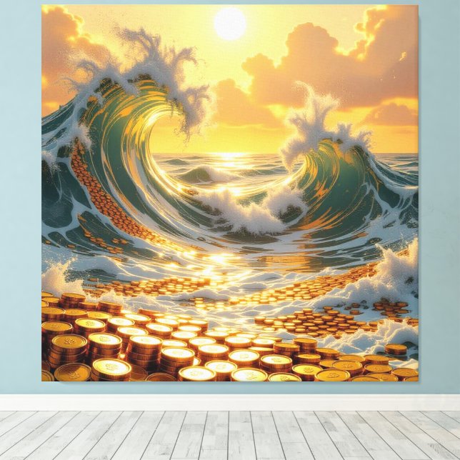 Goldene Sturmflut des Schicksals   Canvastryck (Insitu (trägolv))