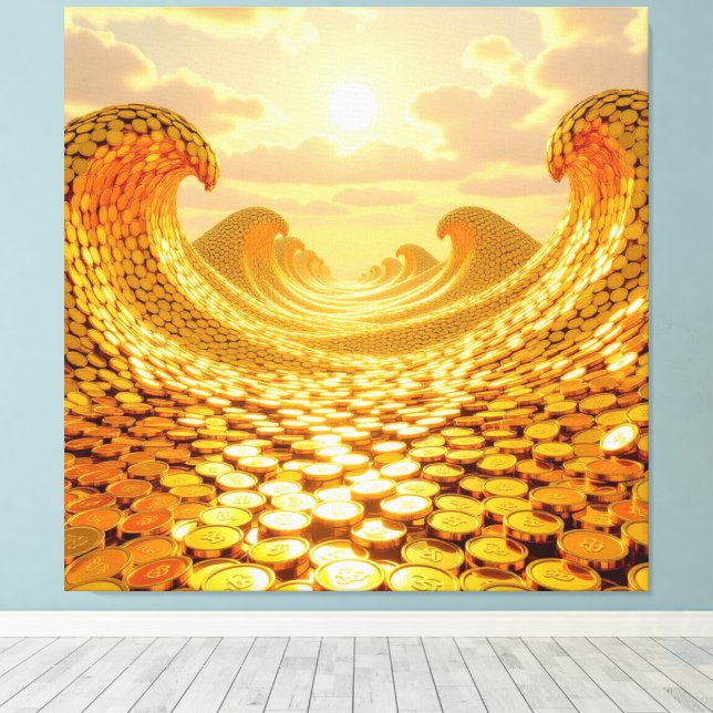Goldene Sturmflut des Schicksals   Canvastryck (Insitu (trägolv))