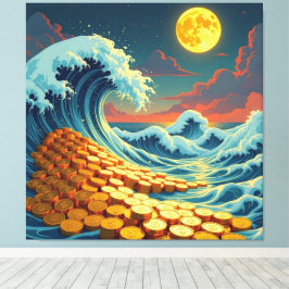 Goldene Sturmflut des Schicksals Canvastryck